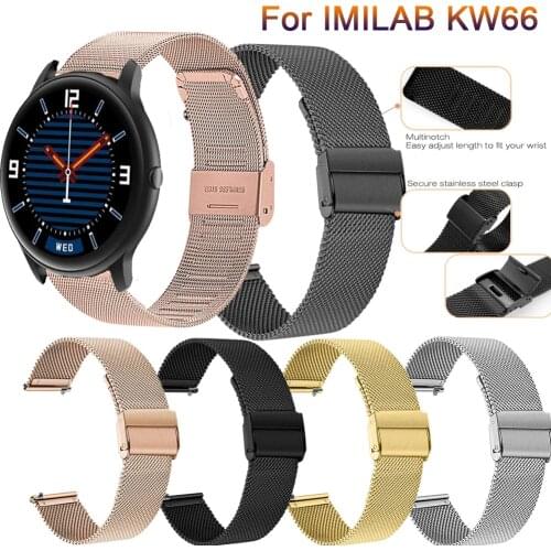 Luxury Milanese Stainless Steel Strap For IMILAB KW66 / YAMAY SW022 Smart Watch Band Bracelet For Ticwatch Pro3 Wristband Correa