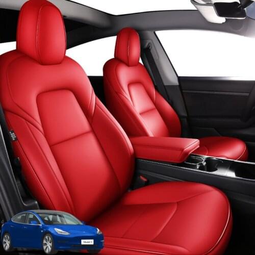 Custom Fit Luxury Pu Leather Car Seat Covers For Tesla Model 3 2017-2021 Protective Pad Cover Front Seat / Rear Seat Full 1sets