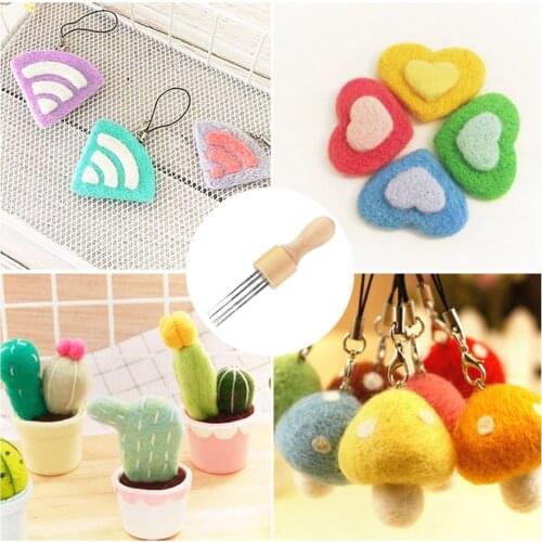 Felting Needle Handle with 8 Needles Wool Embroidery Punch Tool DIY Applique