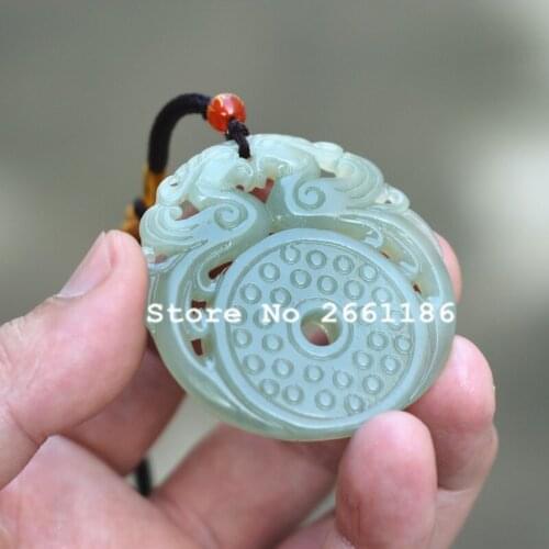 Certificate) Natural Hetian Jade Pendant Carved Phoenix Peace Buckle Pendant Necklace Gift for Women Mens Jewelry Free Rope