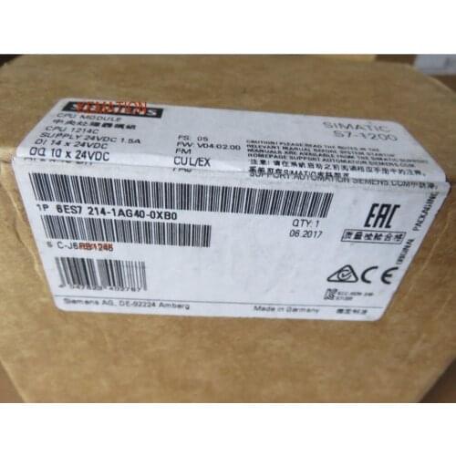 Simatic 6ES7214-1AG40-0XB0 S7-1200 1214C CPU Module 6ES7 214-1AG40-0XB0 6ES72141AG400XB0 Original New 14 DI 24V DC