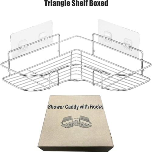 Stainless Steel Bathroom Storage Rack Punch-free Singer Layer Triangle Wall Mounted Storage Shelf Bathroom Kitchen Accessories