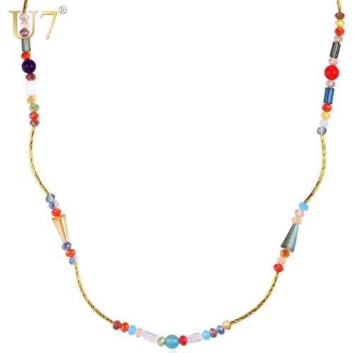 U7 Austrian Crystal Necklace Chain For Women Fashion Jewelry Two Use Necklace/Bracelet Flexible Necklace N513