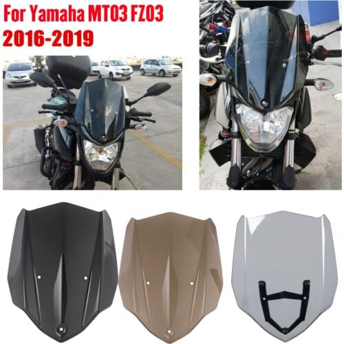 MT 03 Moto Sport Touring Racing Windshield Windscreen with Mounting Bracket for Yamaha MT-03 MT03 FZ-03 FZ03 2016 2017 2018 2019