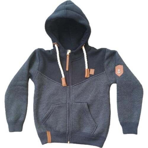 ÇCFK-NAK-FP6-L Male and Female Child Hooded Zipper Pocket Inside Furry Sweat Jacket