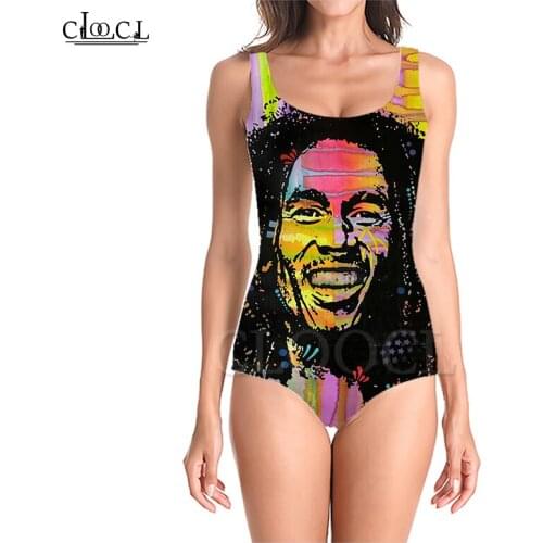 CLOOCL Singer Reggae Creator Bob Marley 3D Print One-piece Swimwear Women Swimming Bathing Suit Sleeveless Sexy Swimsuit