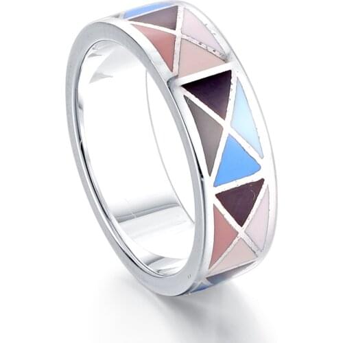 New Arrival Wedding Band geometry Enamel Ring Rings for Women Man 925 Sterling Silver Classic Fine Jewelry For Party gift