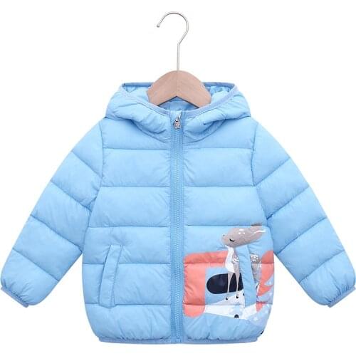 2-6 Years Autumn Baby Down Cotton Coats for Girls Warm Kids Outerwear Cartoon Hooded For Kids Jacket Children Winter Outerwear