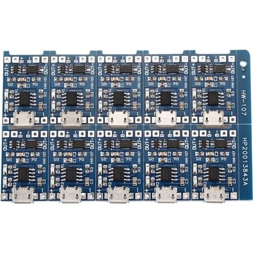 10Pcs 5V mini USB 1A 18650 TP4056 Lithium Battery Charging Board With Protection Charger Module