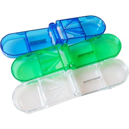 100pcs Pill Cutter Divide Medicine Storage Tablet Splitters Cut Slicer Home Portable Pill Cases Dispenser 3 Colors Pill Box