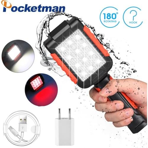 6000LM Portable Lantern LED Work Light Hook Magnetic Flashlight USB Rechargeable Auto repair Waterproof for Outdoor Camping