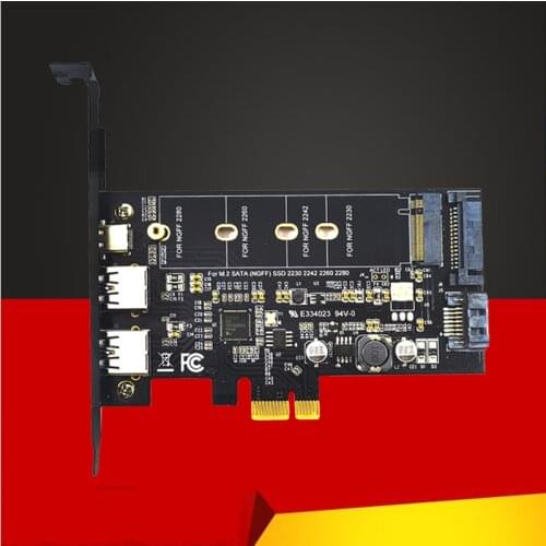 Dual USB3.0 1 port Type-c M.2 PCIe Adapter M2 SSD SATA B Key to PCI-e 3.0 Controller Converter Card For 2280 2260 2242 2230 NGFF