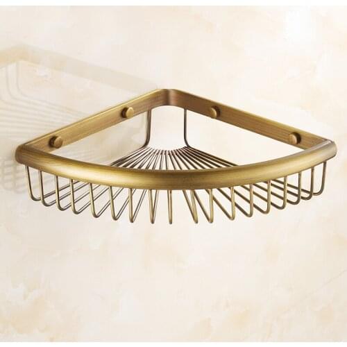 Antique Brass Shower Corner Shelf Basket Holder Bathroom Shelves Storage Shelf Rack Bathroom Basket Holder KD534