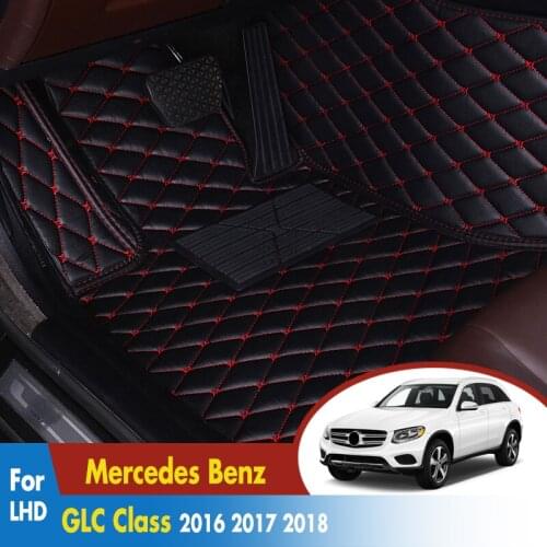 Car Floor Mats For Mercedes Benz GLC Class 2016 2017 2018 2019 Carpets Covers Auto Leather Rugs Exterior Accessories Decoration