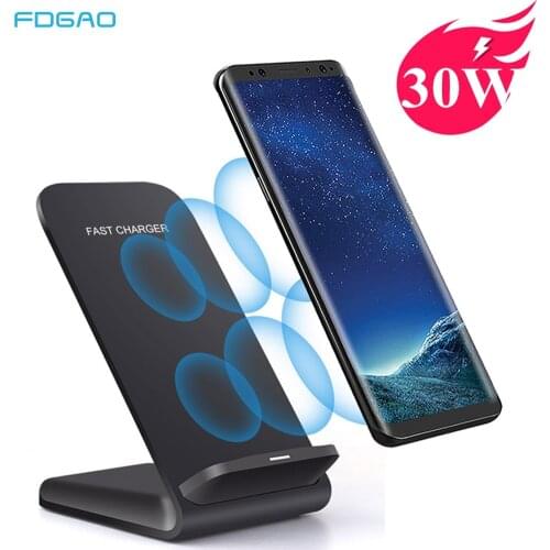 FDGAO 30W/20W/15W Qi Wireless Charger For iPhone 12 11 Pro X XR XS Max 8 Plus Samsung S10 S20 Type C Quick Charging Phone Holder
