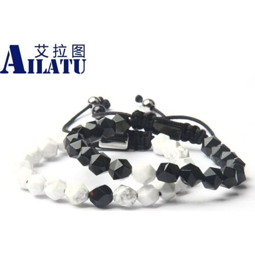 Distance Bracelet Accessories Onyx Stone White Black Couples Rope Chain Ailatu New Yoga Jewelry Stainless Steel Bead & Bangles