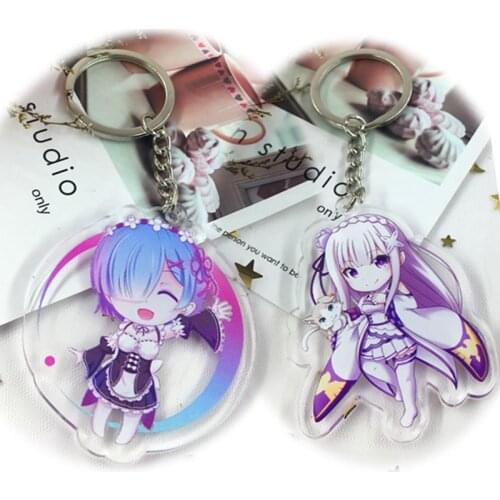 Re:Life In A Different World From Zero Key Chain RE:ZERO Rem Ram Emilia Collection Transparent Acrylic Key Chain Keyring Gift