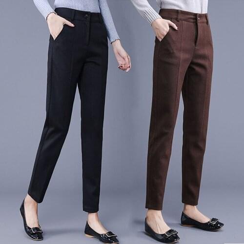 Autumn Winter New Casual Trousers Women Slim Woolen Harem Pants Female Pencil Pants Ladies Clothing Pantalon Femme