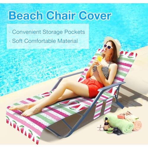 Beach Chair Cover Pool Sunbath Lounger Covers with Side Pockets Just the Right Size suitable for swimming pools beach sunbathing