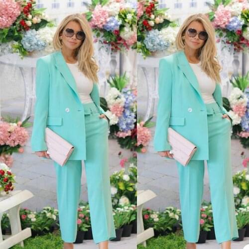 Elegant Green Women Suits Leisure Slim Fit Evening Party Prom Blazer Red Carpet Outfit Tuxedos (Jacket+Pants)
