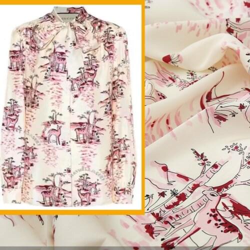 Hualu printed crepe fabric meter brand shirt with skirt polyester fabric fashion handmade DIY fabric wholesale polyester cloth