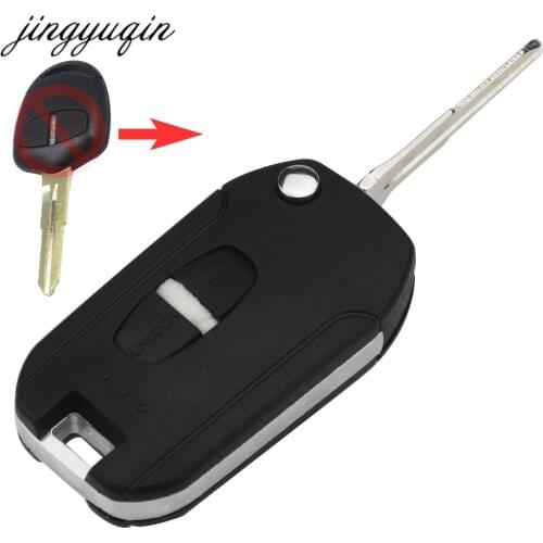 Jingyuqin 10pcs Modified Flip Remote Car Key Shell for Mitsubishi ASX GRANDIS Outlander LANCER-EX Right Blade 2Button Fob Case