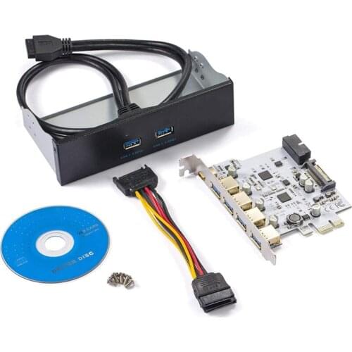 7 Ports PCI-E to USB 3.0 Expasion Card Speed Up to 5Gbps,with SATA Power Cable ,the Front Panel Bay and Power Cables