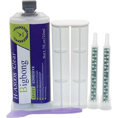 50ml Epoxy Resin Glue Adhesives 1:1 Transparent AB Glues with 2pcs Static Mixing Nozzles and 1pc Mixing Shovel 1pc Hand Push Rod