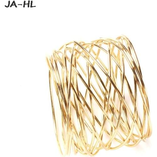 1pc High Quality Wide Round Gold Napkin Rings Metal Cross Hollow Gold Napkin Holder for Table Decoration 4cm