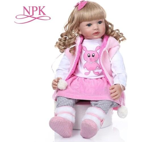 60cm Silicone Reborn Baby Doll with Long blond curly hair Princess Toddler Babies Dolls Alive Birthday Gift Play House Toy