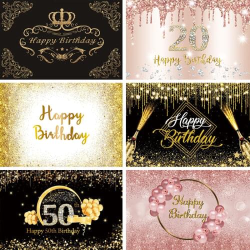 Laeacco Photo Backdrop Gold Crown Glitters Star Flower Baby Shower Happy Birthday Photography Backgrounds Photocall Photo Studio