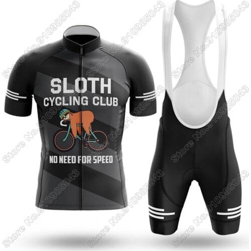 Sloth Cycling Club - Mens Cycling Jersey Set Summer Cycling Clothing Road Bike Suit Mountain Bicycle Shirt Bib Shorts MTB Tops