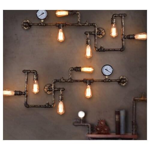 Loft vintage Water Pipe Wall Lamp Sconce American Vintage Industrial Light Fixtures Bar Coffee Home Decor Apliques Pared