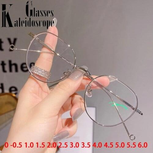 Polygon Finished Myopia Glasses Men Women Metal Computer Anti Blue Light Blocking Glasses Frame Prescription -1.0 1.5 2.5 3