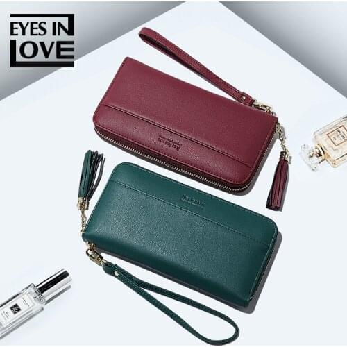Fashion Tassel Zipper Women Wallet Female Leather Wristlets Bag Long Purse For Girls multiple Cards Holder Standard Wallets