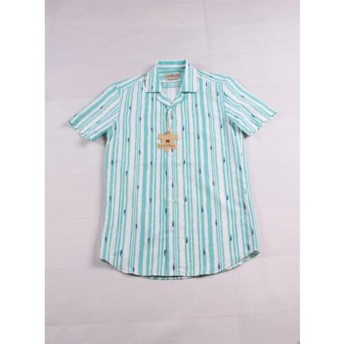 Gentilbay Mens Aloha Hawaiian Digital Birds Printed Cotton Fabric Ocean Blue Slimfit Sport Short-Sleeve DPD160 Shirt