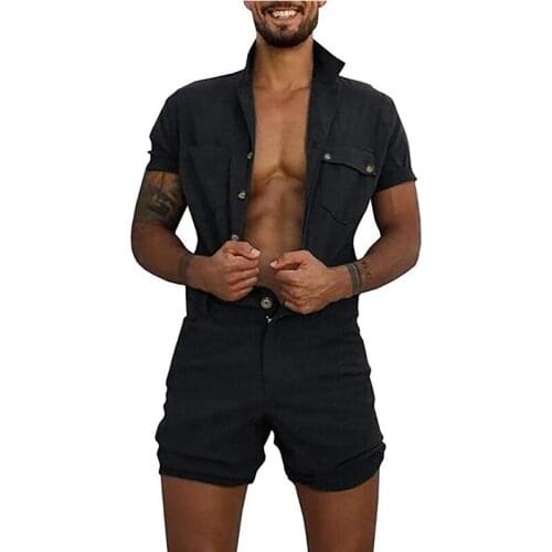 Mens Jumpsuit Rompers Overall Jumpsuit Casual Fashion Rompers One Piece Shorts