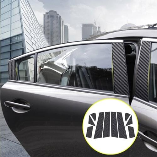 10pcs Carbon Fiber Mirror Window Pillar Cover Sticker Trim For MAZDA Strip Car Sticker For MAZDA 6 ATENZA 2019 2020