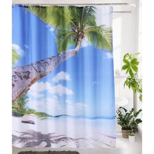 New shower curtain summer style polyester printing shower curtain bathroom waterproof shower curtain home curtain partition