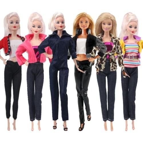 Barbies Doll Clothes 2Pcs/Set Shirt+Jeans Mini Dress Casual Clothes Fashion Outfit For Barbies Doll Accessories Russia Girl Toy