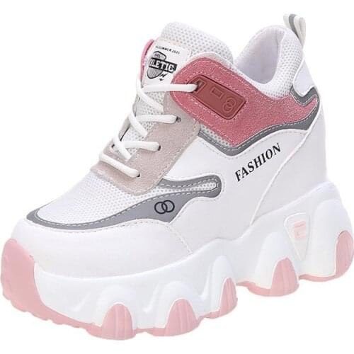 Autumn Women Sneakers Female 9.5cm Wedges Sport Dad Shoes Thick Sole Casual Shoes For Women Comfortable Platform Sneakers