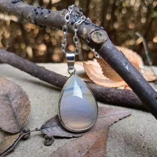 Labradorite Necklace, Gray Necklace, Natural Gemstone Jewelry, Teardrop Gemstone Necklace