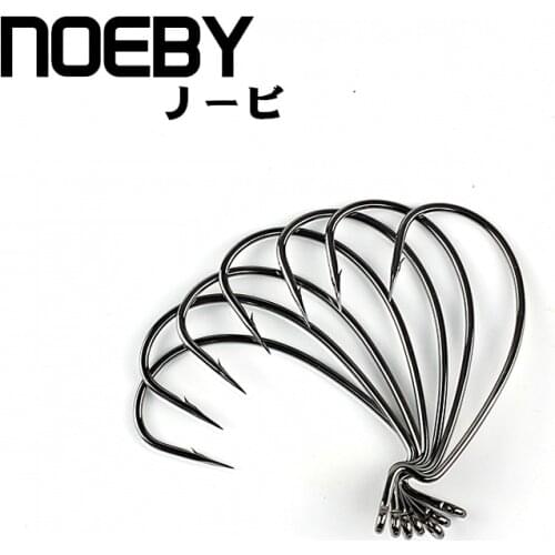 NOEBY Fishing Hook Barbed Crank Sharp Pesca for Soft Bait Tackle High-carbon Steel black color Jig Big Fish hook Bass