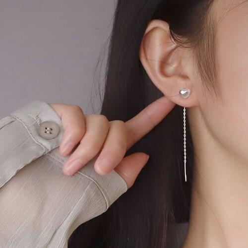 LIVVY Silver Color Fashion Elegant Heart-Shaped Long Tassel Earring for Women Gold Color Fine Trendy Jewelry Party Gifts