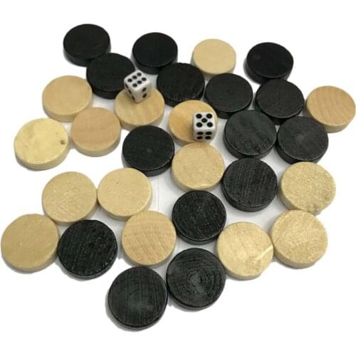 Natural Wooden Chess Draughts & Checkers & Backgammon Chess Piece for Kids Board Game Learning Camping With Disc