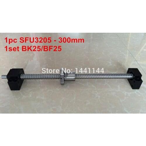 SFU3205 - 300mm ballscrew + ball nut with end machined + BK25/BF25 Support