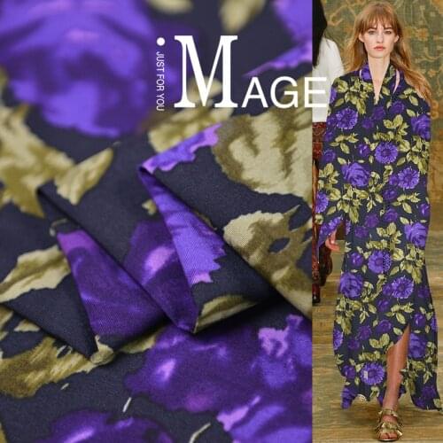 Silk Cotton Fabric Dress Purple Orchid Beautiful High Quality Floss Ribbed Cloth Leopard Print Trench Coat Sewing Patchwork