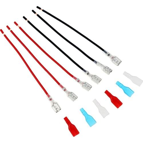 10PCS 1 Square Line 10cm Single Head Plug Spring Insert Cold-Pressed Terminal With Sheath Block 6.3mm For Timer Switch Relay
