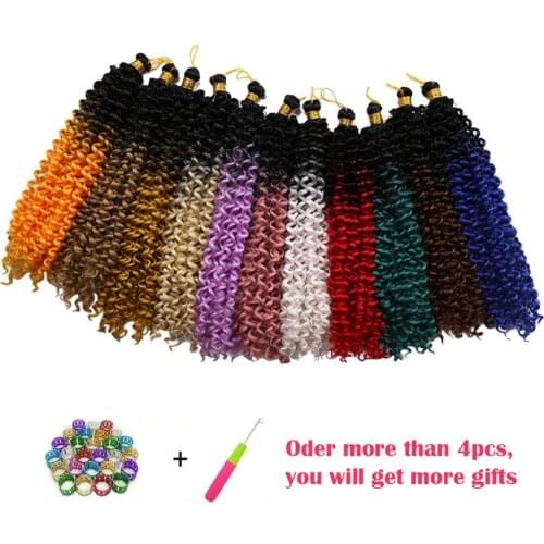 Synthetic Braids Water Wave Ombre Color Braiding Hair Extension High Temperature Crochet Braids Hair Pink Blue Red