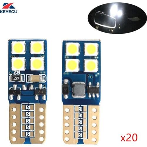 KEYECU 20 Pack White 3030 8SMD T10 W5W 194 169 2825 LED Bulbs High Power Panel Dome Reading Glove Box Map Light Lamp-DC 12-18V